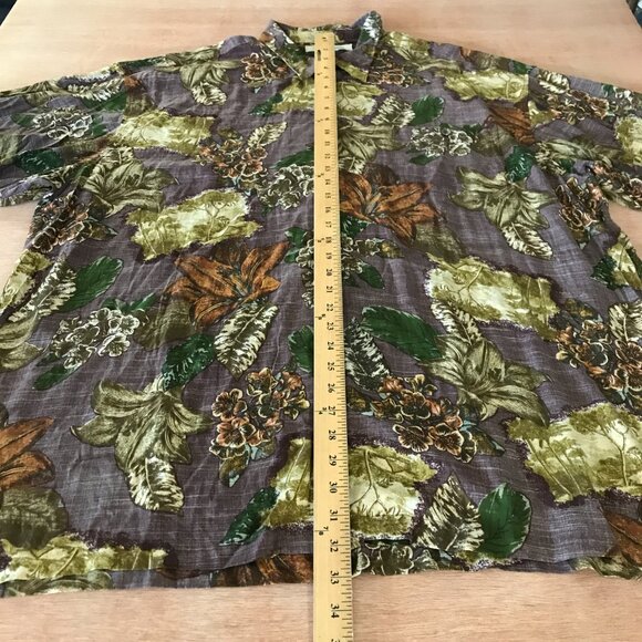 Tommy Bahama Hawaiian Shirt Men XXL Green Floral Button Up Pocket Short Sleeve - Picture 5 of 13